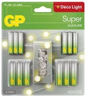 Gp B0164MC Super alkáli elem aa 12db + aaa 12db + led fényfüzér kép