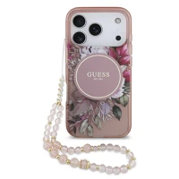 Guess BA3666339526177 iml flowers - virágmintás, pink átlátszó magsafe kompatilibilis hátlap kép