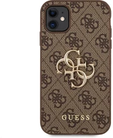 Guess GUHCN614GMGBR Pu 4g metal logo apple iphone 11 hátlap tok, barna kép
