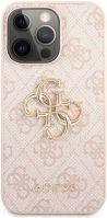 Guess GUHCP13L4GMGPI Pu 4g metal logo apple iphone 13 pro hátlap tok, rózsaszín kép