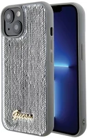 Guess GUHCP15SPSFDGSS Sequin script metal apple iphone 15 hátlap tok, ezüst kép