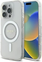 Guess GUHMP16LPFTDTEH Iml rhinestones magsafe iphone 16 pro kemény hátlap tok, fehér kép