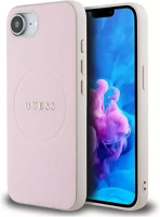 Guess GUHMPSE4PGHSMMP Grained ring apple iphone 17e / iphone 16e magsafe tok, rózsaszín kép