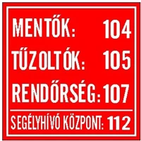 Gungl dekor 210 / 40 Matrica mentő tűzoltó hívószámok piros 
