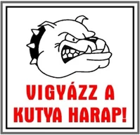 Gungl dekor 21.00069 Matrica vigyázz a kutya harap fehér 