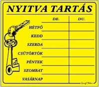 Gungl dekor 21.0010806 Piktogram nyitva tartás /számokkal/ 7 napos sárga kép