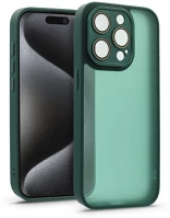 Haffner HF239595 Apple iphone 15 pro hátlap kameravédő peremmel, lencsevédő üveggel - variete -  sötétzöld kép