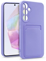 Haffner HF271649 Samsung sm-a356 galaxy a35 5g szilikon hátlap kártyatartóval - card case - lila kép