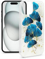 Haffner HF632708 Apple iphone 15 szilikon hátlap - gold glam - leaves kép