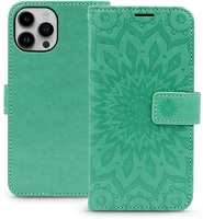 Haffner PT-6785 Mezzo book flip bőrtok - apple iphone 15 - mandala zöld kép