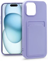 Haffner PT-6845 Apple iphone 15 plus szilikon hátlap kártyatartóval - card case - lila kép