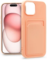 Haffner PT-6846 Apple iphone 15 plus szilikon hátlap kártyatartóval - card case - rózsaszín kép