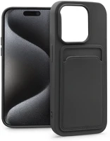 Haffner PT-6847 Apple iphone 15 pro szilikon hátlap kártyatartóval - card case - fekete kép