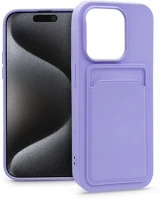 Haffner PT-6848 Apple iphone 15 pro szilikon hátlap kártyatartóval - card case - lila kép