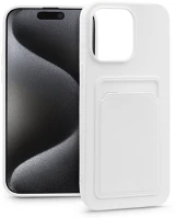 Haffner PT-6849 Apple iphone 15 pro max szilikon hátlap kártyatartóval - card case - fehér kép
