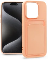 Haffner PT-6850 Apple iphone 15 pro max szilikon hátlap kártyatartóval - card case - rózsaszín kép