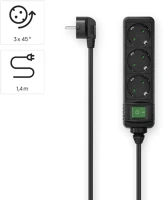 Hama 00223004 00223004 elosztó kapcsolóval fekete védőérintkezős 1,4m kép