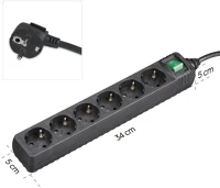 Hama 00223011 00223011 elosztó kapcsolóval fekete védőérintkezős 3m kép