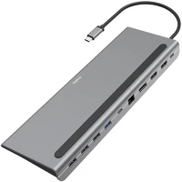 Hama 11.01042 Elosztó hub  usb type-c + 4xusb 3.2/2xhdmi/dp/lan/usb type-c/pd/sd kép