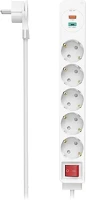 Hama 11.01112 Kábel hosszabbító  5 aljzat + usb-c/usb-a 1,4m kapcsolóval fehér kép