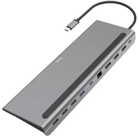 Hama 200100 4X USB3.2, 2XHDMI,1XDP,1XLAN,1XUSB-C,1XPD, USB 3.2 Usb 3.2 type-c 10in1 dokkoló adapter kép