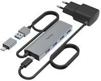 Hama 200138 4xusb/type-c usb hub + type-c otg adapter kép