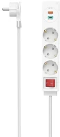 Hama 223185 Hálózati elosztó kapcsolóval 3din 1,4m white kép