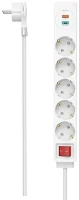 Hama 223186 +usb c+usb a, 18 w, pd/qc 1,4 m fehér 5-as kapcsolós elosztó kép