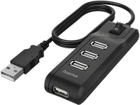 Hama USB 2.0 + 4XUSB 2.0 Kábel elosztó  usb 2.0 + 4xusb 2.0 kapcsolós fekete kép