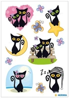 Herma 15462 Dekormatrica  csillámos fekete macska kép