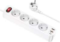 Hoco 4-BIT elosztó aljzat + 2xusb-aqc3.0 18w + usb-c pd 20w, fehér kép