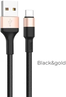 Hoco 91767 X26 xpress usb / usb-c töltő- és adatkábel, 1m, fekete / arany kép