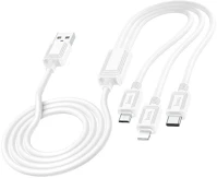 Hoco HC767370 x74 töltőkábel 3in1 (usb - lightning/microusb/type-c, 2a, 100cm) fehér kép