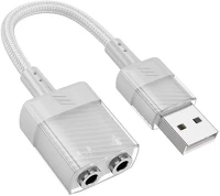 Hoco LS37 Ls37 usb-a - 2 x 3,5mm jack átalakító, fehér kép