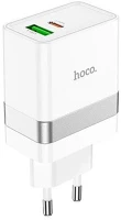 Hoco N21 Hálózati töltő usb+type-c aljzat 30w, pd gyorstöltő 3.0, fehér kép