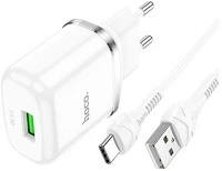 Hoco N3_TYPE-C_W 18w usb fehér hálózati töltő + type-c kábel kép