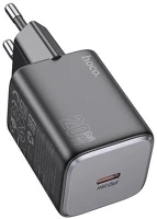 Hoco N40 BLACK Spinner hálózati töltő type-c aljzat (20w, pd gyorstöltő 3.0) fekete kép