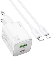 Hoco N41_LIGHTNING_W töltő usb+type-c aljzat 20w, pd gyorstöltő 3.0 + lightning kábel kép