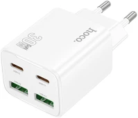 Hoco N56 - 2XUSB / 2XTYPE-C N56 - 2xusb / 2xtype-c (usb-c) portos fehér hálózati gyors töltőfej, 30w kép