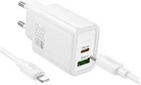 Hoco N61_USB_TYPEC_LIGHTNING_W N61 20w univerzális hálózati töltő adapter fehér kép