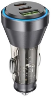 Hoco NZ12D BLACK Usb/2xtype-c narancs autós töltő kép