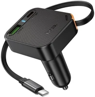 Hoco NZ18 autós töltő usb+type-c aljzat 65w, pd gyorstöltő 3.0 + fix type-c kábel kép