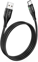 Hoco PT6931474732170 Kábel:  u93 - usb / type-c (usb-c) fekete szövet kábel, 3a, led -es 1,2m kép
