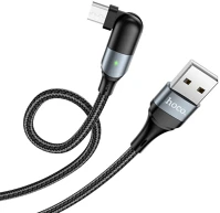 Hoco PT6931474747907 Hoco u100 kábel - usb / microusb fekete szövet kábel 1,2m (180 fokban kép