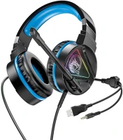 Hoco PT6931474749826 W104 - fekete/kék fejhallgató mikrofonnal (vezetékes: jack/usb) - headset kép