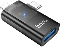 Hoco PT6942007647250 Ua36e adapter - lightning / type-c (usb-c) / usb - otg adapter, fekete kép