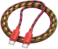 Hoco PT6942007650847 Kábel  x116 - type-c / type-c (usb-c) piros szövet kábel 1m, 60w ﻿ kép