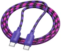 Hoco PT6942007650854 Kábel  x116 - type-c / type-c (usb-c) lila szövet kábel 1m, 60w ﻿ kép