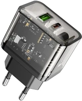 Hoco PT6942007659147 N34 - usb / type-c (usb-c) portos átlátszó hálózati gyors töltőfej, 20w kép