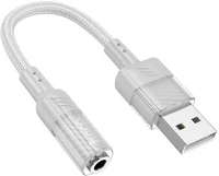 Hoco SOP92399 Ls37 aux usb-a - jack 3,5mm adapter, szürke kép